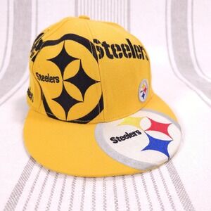 Pittsburgh Steelers Hat Cap Fitted Mens 7 1/4 Yellow Black NFL Football Reebok